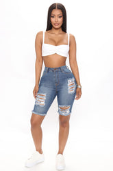All Day Long Bermuda Shorts - Medium Blue Wash